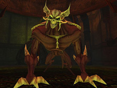 The demonic-looking Beast (Janos Audron) imprisoned within the Device
