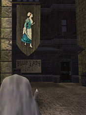 The exterior of the Blue Lady Curios shop