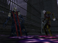 Kain and Marcus on the glass cathedral ceiling