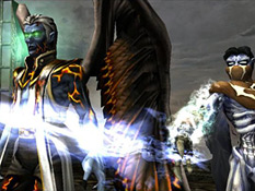 Raziel blocks the Hylden Lord's path with the wraith-blade