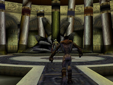 Raziel stalks towards Kain who is waiting for him on the Pillars' platform