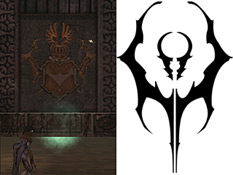 Comparing Kain's clan symbol with his human family crest in Defiance