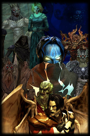 A montage of characters from Legacy of Kain: Soul Reaver (1999)