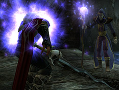 Moebius disables Kain with his staff in Defiance