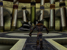 Raziel stalks towards Kain who is waiting for him on the Pillars' platform