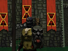 The executioner holds up Vorador's severed head for the crowd to see