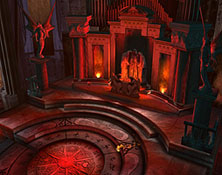 A pre-release screenshot of Avernus Cathedral's altar